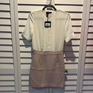 The Kooples Ivory and Lavender with back detail Mini Dress.